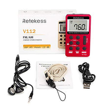 Carica l'immagine nel visualizzatore di Gallery, Retekess V112 Mini Radio Portatile AM FM Ricevitore Personale con Rosso