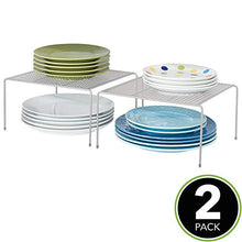 Carica l&#39;immagine nel visualizzatore di Gallery, mDesign Set da 2 mensole Porta Piatti impilabili per la Cucina Grigio Chiaro