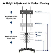 Carica l&#39;immagine nel visualizzatore di Gallery, 1home Supporto TV da Pavimento con Ruote Carrello, Staffa Porta 23&quot;-55&quot;/50 kg - Ilgrandebazar