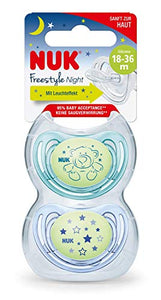 NUK 10177144 Freestyle Night - Ciuccio ortodontico in silicone, da 18 a 36... - Ilgrandebazar