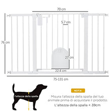 Carica l'immagine nel visualizzatore di Gallery, PawHut Cancelletto per Cani Estensibile con Porta a Chiusura Automatica, in Metallo e ABS, 75-131x76 cm, Bianco