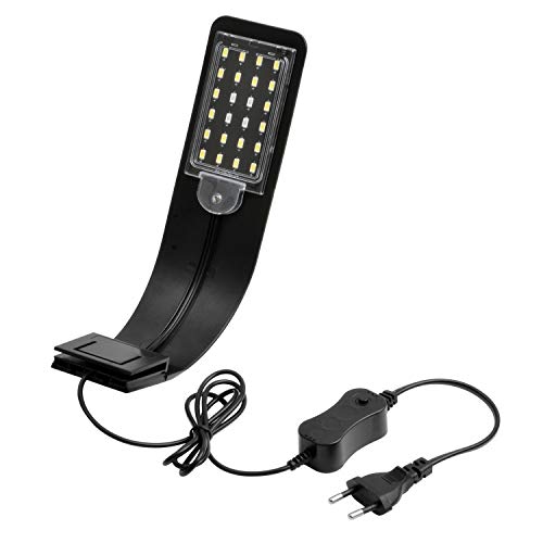NICREW Luce Acquario Ultrasottile, Mini Lampada con 24 LEDs Nero