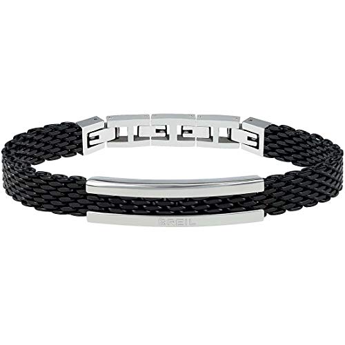 BREIL Bracciale Uomo in Acciaio Nero con Placchetta Lucido TJ2742 - Ilgrandebazar