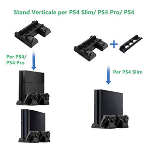 PS4 Pro/ Slim/ Supporto Verticale con 3 Ventole 2 Stazioni di...