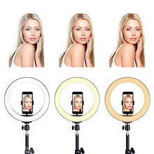 Carica l&#39;immagine nel visualizzatore di Gallery, Queta LED luce ad anello con treppiede, 10 pollici dimmerabile, 3 modalità...