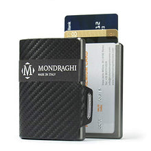 Carica l'immagine nel visualizzatore di Gallery, MONDRAGHI Miniwallet. Linea RACING CARBON. Portatessere in pelle e Carbon