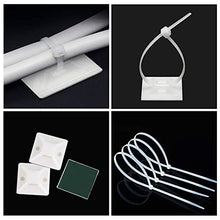 Carica l&#39;immagine nel visualizzatore di Gallery, Caiery 100pz Autoadesivo Clip Cavo Fermacavi 150X2.5MM, Bianco+bianco - Ilgrandebazar