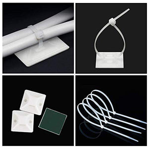 Caiery 100pz Autoadesivo Clip Cavo Fermacavi 150X2.5MM, Bianco+bianco - Ilgrandebazar