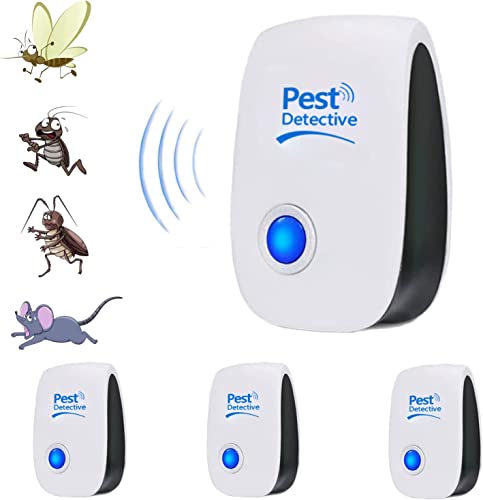 Antizanzare Ultrasuoni,Repellente ad Ultrasuoni Elettromagnetico Efficace,2023 Repellente per Zanzare,Topi,Formiche,Mosche, Ragni,Scarafaggi-100% Professionale ed Efficace (Pacchetto di 4)