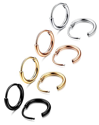 Jstyle Gioielli in Acciaio Inossidabile Orecchini a Cerchio da Uomo Donna 4... - Ilgrandebazar