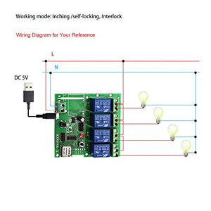 OWSOO Módulo Relé WiFi,Interruttore Intelligente WiFi, Universale 4CH-DC5V