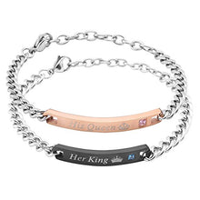 Carica l&#39;immagine nel visualizzatore di Gallery, Jovivi Bracciale Coppia in Acciaio Inox Her King + His Queen (può originale - Ilgrandebazar