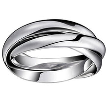 Carica l&#39;immagine nel visualizzatore di Gallery, JewelryWe Gioielli Moda Tono Acciaio Inossidabile Tre Anelli Interbloccate... - Ilgrandebazar