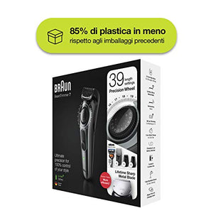 Braun BT7240 Regolabarba Uomo, Rifinitore, Nero/Grigio Metallizzato