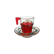 Carica l&#39;immagine nel visualizzatore di Gallery, Set di 6 Tazze da Caffè con piattini&quot;Casablanca&quot; Multicolor in Vetro dipinte... - Ilgrandebazar