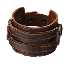 Carica l&#39;immagine nel visualizzatore di Gallery, MULBA Uomo d&#39;Epoca in Pelle Marrone Braccialetto del Polsino, Cuoio Fascia... - Ilgrandebazar