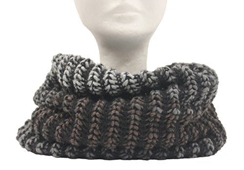 Scaldacollo in maglia, sciarpa ad anello unisex stampato col. Nero-Grigio - Ilgrandebazar
