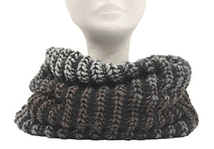Scaldacollo in maglia, sciarpa ad anello unisex stampato col. Nero-Grigio - Ilgrandebazar