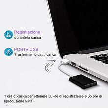 Carica l&#39;immagine nel visualizzatore di Gallery, H+Y Mini Registratore Vocale, Registratore Vocale Portatile 16GB, Ricaricabile USB, MP3, Registratore Audio con Attivazione Vocale Ideale per Lezioni, Riunioni, Interviste, Colloqui, Fino a 284 Ore