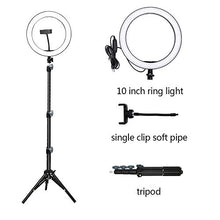 Carica l&#39;immagine nel visualizzatore di Gallery, UFLIZOGH Luce ad Anello Led Dimmerabile 10&quot; con Stativo Treppiede per Selfie...