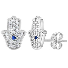 Carica l&#39;immagine nel visualizzatore di Gallery, Orecchini a perno in argento Sterling 925 con zirconia cubica trasparente e...
