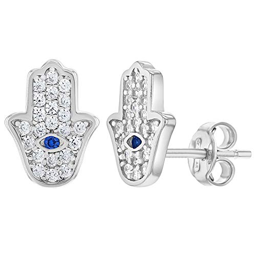 Orecchini a perno in argento Sterling 925 con zirconia cubica trasparente e...