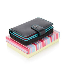 Carica l&#39;immagine nel visualizzatore di Gallery, Visconti portafoglio di pelle da donna a piegatura Nero/Multi ( Black/ Multi) - Ilgrandebazar