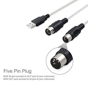 Neoteck Adattatore USB a MIDI 6Ft 2M Cavo Interfaccia a midi
