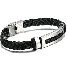 Carica l&#39;immagine nel visualizzatore di Gallery, Jstyle Gioielli Bracciali Cuoio del&#39;acciaio Inossidabile da Uomo Lunghezza... - Ilgrandebazar