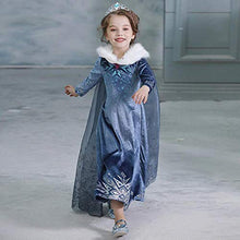 Carica l&#39;immagine nel visualizzatore di Gallery, Costume da Elsa per bambina - Con guanti e treccia Taglia 120 - 3-4 anni, blu - Ilgrandebazar