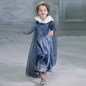 Costume da Elsa per bambina - Con guanti e treccia Taglia 120 - 3-4 anni, blu - Ilgrandebazar