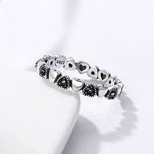 Carica l&#39;immagine nel visualizzatore di Gallery, Anello a forma di cuore in argento Sterling 925 con zirconia cubica nera... - Ilgrandebazar