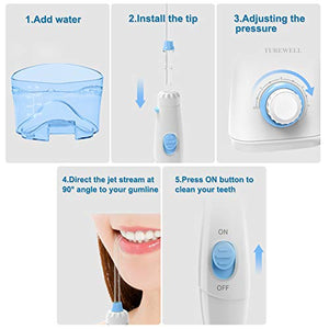 Idropulsore Dentale con 8 Ugelli Multifunzione, 10 valori nominali di White