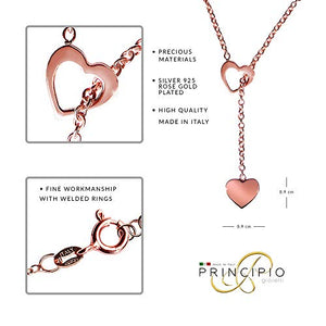 Principio® - Collana Donna Cuore Pendente Argento 925 - Made In Oro Rosa - Ilgrandebazar