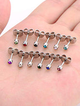 Carica l&#39;immagine nel visualizzatore di Gallery, 12 Paia Orecchino a Bottone in Acciaio Inossidabile Zirconia Piercing ad... - Ilgrandebazar