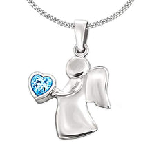Carica l'immagine nel visualizzatore di Gallery, Clever Gioielli Set ciondolo angelo 15 mm con zirconi cuore azzurro in mano... - Ilgrandebazar