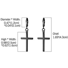 Carica l&#39;immagine nel visualizzatore di Gallery, Flongo Orecchini a croce lunghi orecchini a cerchio piccoli, Nero - Ilgrandebazar