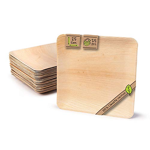 BIOZOYG Servizio da Tavola in Foglie di Palma | 25 Pezzi 25x25cm (25 pezzo) - Ilgrandebazar