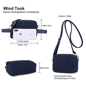 Wind Took marsupio donna marsipio alla moda de nylon multifunzione 2 in 1 Blu