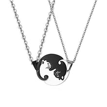 Carica l&#39;immagine nel visualizzatore di Gallery, JewelryWe Gioielli 2 Pezzi Collana Uomo Donna Coppia Fidanzati Gatto Nero - Ilgrandebazar