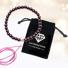 Carica l&#39;immagine nel visualizzatore di Gallery, J.Endéar Bracciale Donna Granato, Rosso Pietra Naturale A-rose Gold - Ilgrandebazar
