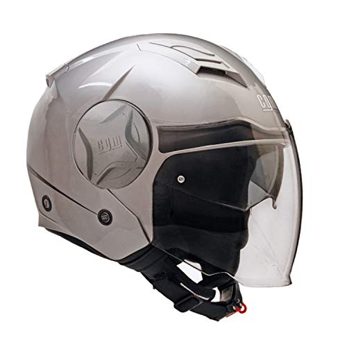 CGM Casco demi jet 129A ILLINOIS MONO Argento, S S (55-56cm), Argento