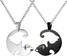 Carica l&#39;immagine nel visualizzatore di Gallery, Coppia di ciondoli da uomo e donna, a forma gatto, Yin Yang in acciaio... - Ilgrandebazar