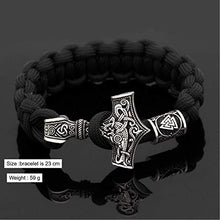 Carica l&#39;immagine nel visualizzatore di Gallery, HLARK Braccialetto Con Martello Thor Amuleto Vichingo Realizzato a mano 23cm... - Ilgrandebazar