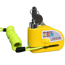 Carica l&#39;immagine nel visualizzatore di Gallery, FD-MOTO Allarme Blocco Disco Moto Bici Freno a Giallo - Ilgrandebazar