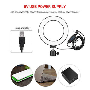Luce ad Anello Dimmerabile, Andoer 6 pollici LED Ring Light dimmerabile USB...
