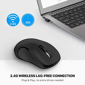WisFox Mouse Senza Fili, 2.4G Wireless Laptop Computer Nero