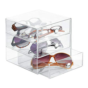 iDesign Porta trucchi con 3 cassetti, Mini cassettiera per Trasparente