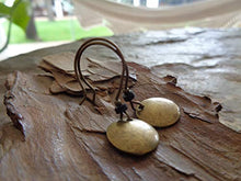 Carica l'immagine nel visualizzatore di Gallery, ★ BRONZO VINTAGE WASHER &amp; BLACK CERAMIC RONDELL ★ orecchini vintage in bronzo