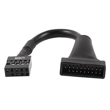 Carica l'immagine nel visualizzatore di Gallery, SODIAL(R) Nero USB 2.0 9 pin femmina a 3.0 a 20 connettore...
